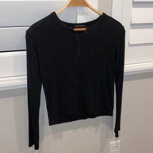 brandy melville long sleeve knitted 3/4 button up
